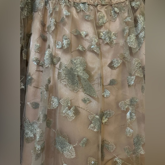 Elegant NWT Floral Embroidered Anne Klein Skirt - champagne, cream and silver - Picture 3 of 8